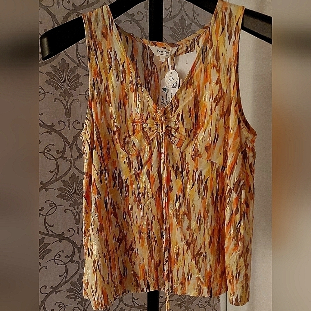 Effortless Vacation Style Part Two Sleeveless Top Abstract Print Coastal Boho